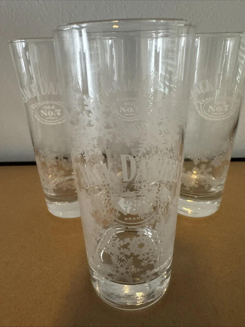 Highball Glasses Set of 4 Jack Daniels Old No. 7 Snowflake 10 Oz Etched 6